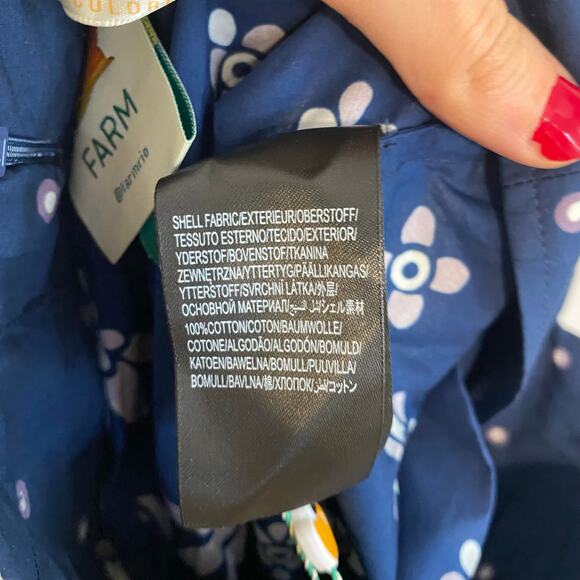 Farm Rio Ainika Martina Dark Blue Midi Skirt Pineapple 100% Cotton Scalloped - Picture 6 of 7